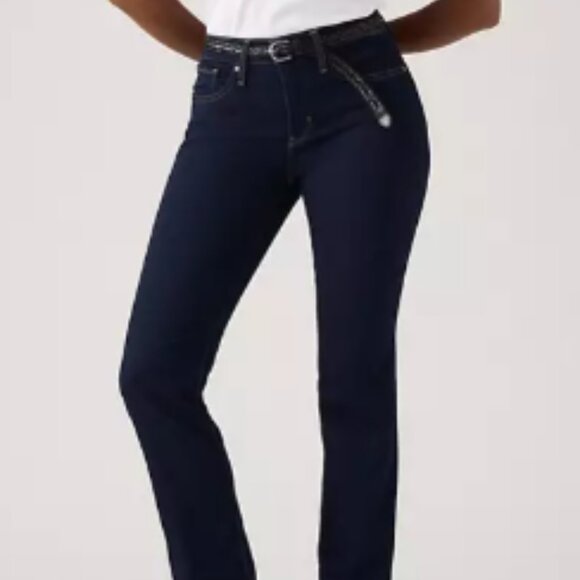 Like New Levi's 314 Shaping Straight Leg Jeans 29 x 28.5 Dark Blue Wash - Picture 1 of 14